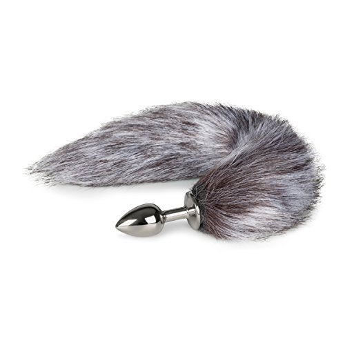 EasyToys Fetish Collection - Plug Anal 6 cm - Pequeño - plug anales plata con cola de zorra gris de 40 cm - elegantes juguetes anales - Fox tail plug