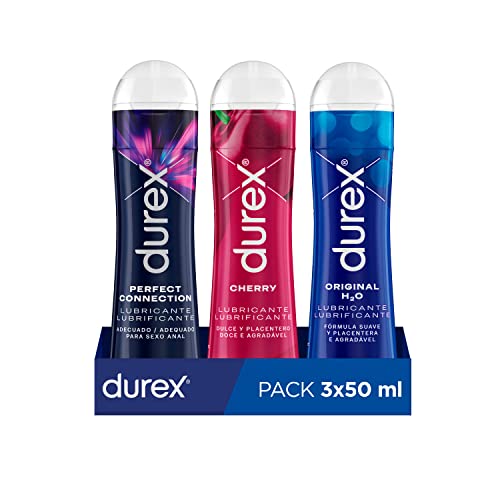 Durex Lubricante Intimo Original H2O + Sabor Cereza + Perfect Connection, Pack 3x50 ml