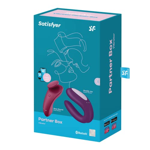 Satisfyer 'Partnerbox 1', incluye dispositivos de bienestar sexual con app, Double Joy, Sexy Secret, recargable, impermeable, silicona inocua para la piel